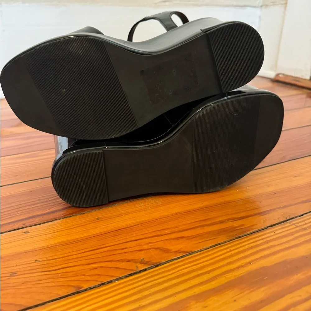 Madden Girl Black Wedge Heels with Ankle Strap - Picture 6 of 6